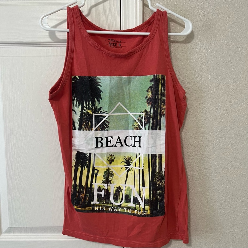 European Jean Pascale Beach Graphic Sleeveless Top - Small
